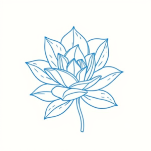 Blue Ink Minimal Shading Succulent Tattoo