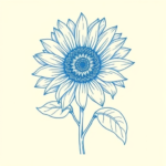 Blue Ink Minimal Shading Sunflower Tattoo
