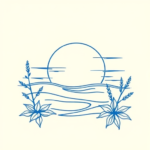 Blue Ink Minimal Shading Sunset Tattoo