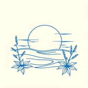 Blue Ink Minimal Shading Sunset Tattoo