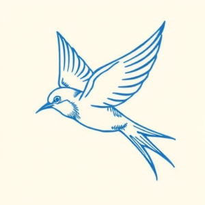 Blue Ink Minimal Shading Swallow Tattoo