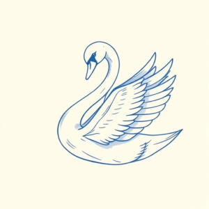 Blue Ink Minimal Shading Swan Tattoo