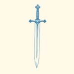 Blue Ink Minimal Shading Sword Tattoo