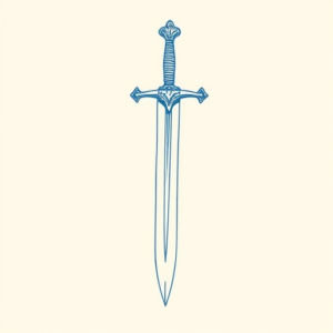 Blue Ink Minimal Shading Sword Tattoo