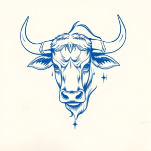 Blue Ink Minimal Shading Taurus Tattoo
