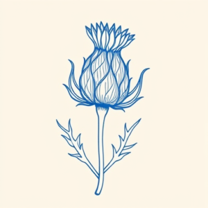 Blue Ink Minimal Shading Thistle Tattoo