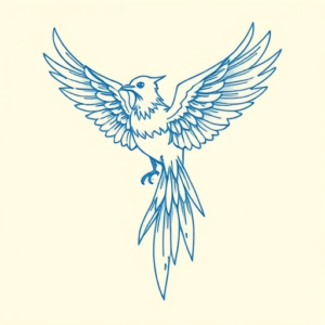 Blue Ink Minimal Shading Thunderbird Tattoo