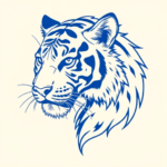 Blue Ink Minimal Shading Tiger Tattoo