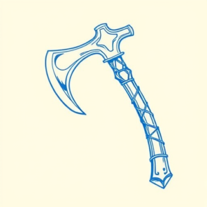 Blue Ink Minimal Shading Tomahawk Tattoo