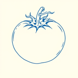 Blue Ink Minimal Shading Tomato Tattoo