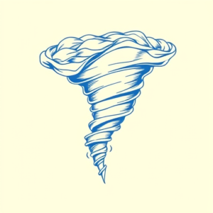Blue Ink Minimal Shading Tornado Tattoo