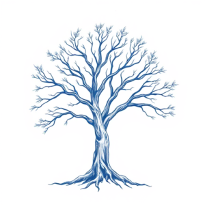 Blue Ink Minimal Shading Tree Tattoo