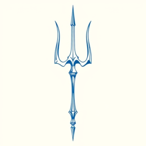 Blue Ink Minimal Shading Trident Tattoo