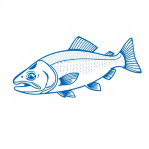 Blue Ink Minimal Shading Trout Tattoo