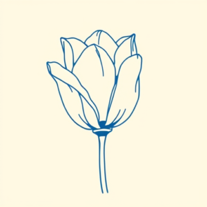 Blue Ink Minimal Shading Tulip Tattoo