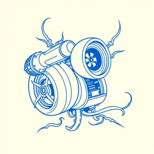 Blue Ink Minimal Shading Turbo Tattoo