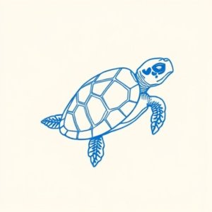 Blue Ink Minimal Shading Turtle Tattoo