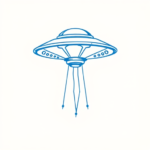 Blue Ink Minimal Shading Ufo Tattoo