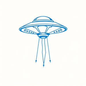 Blue Ink Minimal Shading Ufo Tattoo