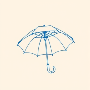 Blue Ink Minimal Shading Umbrella Tattoo