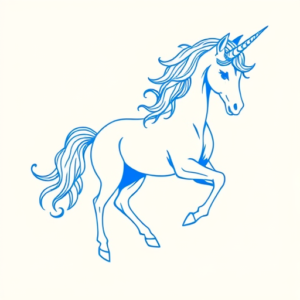 Blue Ink Minimal Shading Unicorn Tattoo