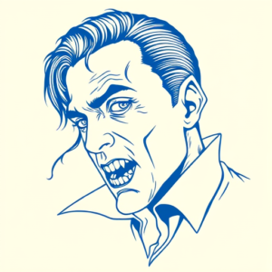 Blue Ink Minimal Shading Vampire Tattoo