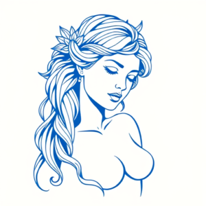 Blue Ink Minimal Shading Venus Tattoo