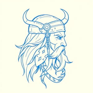 Blue Ink Minimal Shading Viking Tattoo
