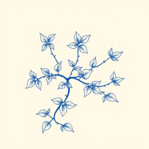 Blue Ink Minimal Shading Vine Tattoo