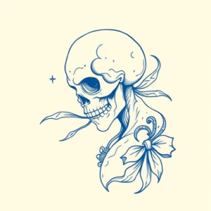 Blue Ink Minimal Shading Voodoo Tattoo