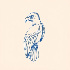 Blue Ink Minimal Shading Vulture Tattoo