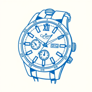 Blue Ink Minimal Shading Watch Tattoo