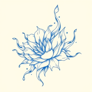 Blue Ink Minimal Shading Water Tattoo
