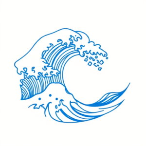 Blue Ink Minimal Shading Wave Tattoo