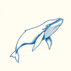 Blue Ink Minimal Shading Whale Tattoo