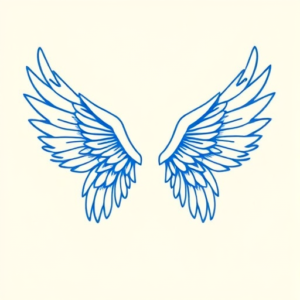 Blue Ink Minimal Shading Wings Tattoo