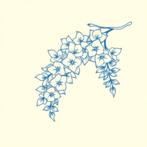 Blue Ink Minimal Shading Wisteria Tattoo