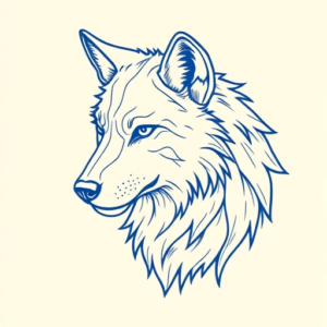 Blue Ink Minimal Shading Wolf Tattoo
