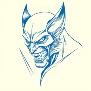 Blue Ink Minimal Shading Wolverine Tattoo