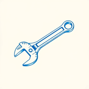 Blue Ink Minimal Shading Wrench Tattoo