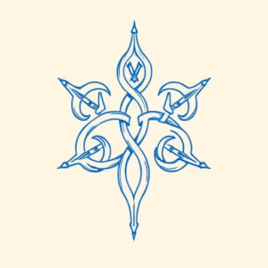 Blue Ink Minimal Shading Yggdrasil Tattoo