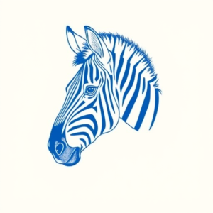 Blue Ink Minimal Shading Zebra Tattoo