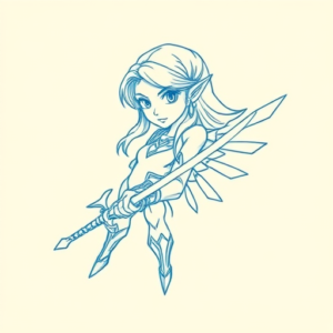 Blue Ink Minimal Shading Zelda Tattoo