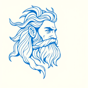 Blue Ink Minimal Shading Zeus Tattoo