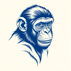 Blue Ink Monkey Tattoo