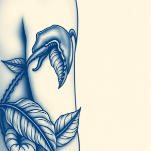 Blue Ink Monstera Tattoo