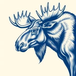 Blue Ink Moose Tattoo