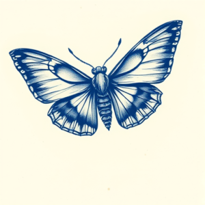 Blue Ink Moth Tattoo