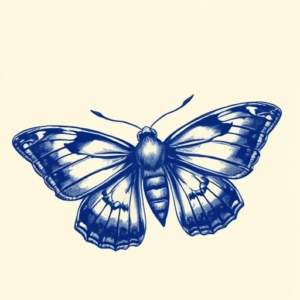 Blue Ink Moth Tattoo