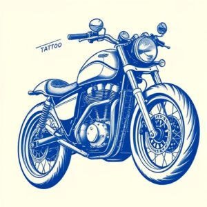 Blue Ink Motorcycle Tattoo